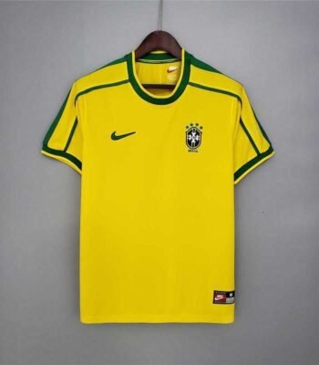 Brazil 1998 home retro soccer jersey front view