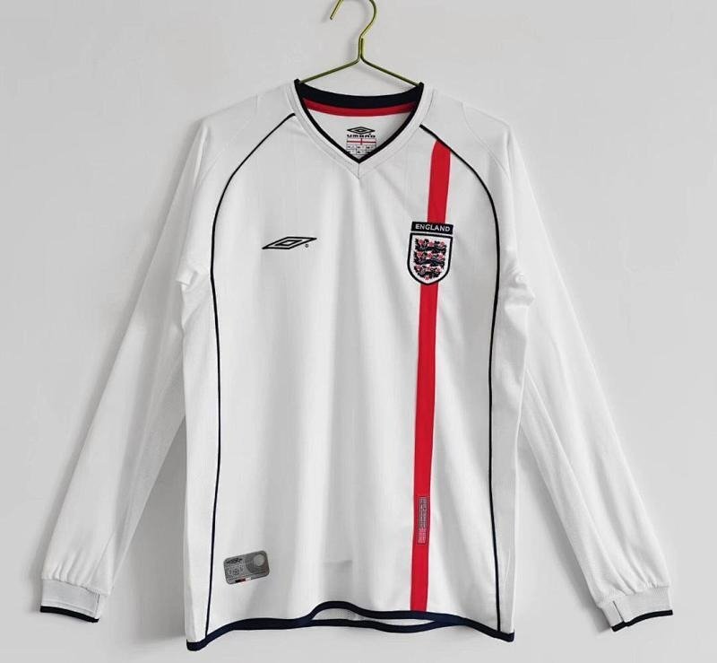 England 2002 home jersey long sleeve front