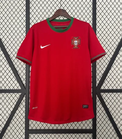 Portugal 2012 Home Jersey deep red with green details Portugal national team football shirt