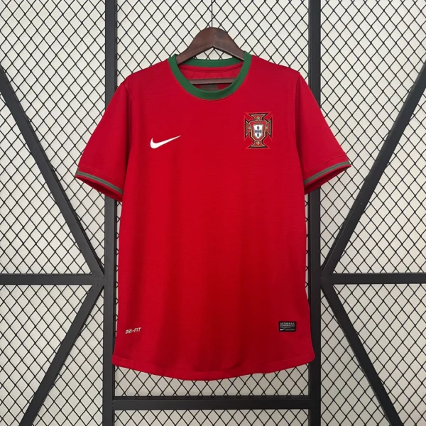 Portugal 2012 Home Jersey deep red with green details Portugal national team football shirt