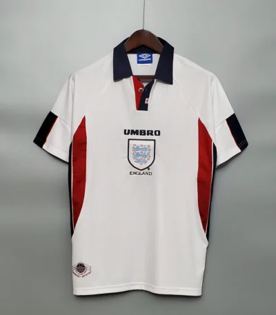 England 1998 Jersey white retro football shirt