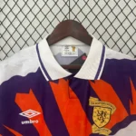Scotland 1992-1993 Away Jersey white with purple and red geometric pattern Scotland national team football shirt