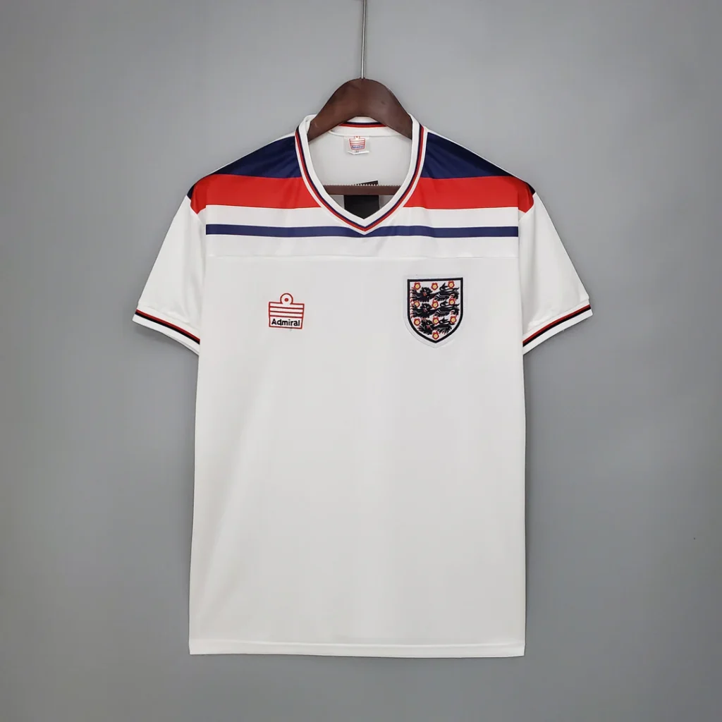 England 1982 Jersey white retro football shirt
