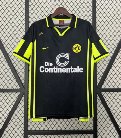 Borussia Dortmund 1996 away jersey neon yellow black vintage football shirt