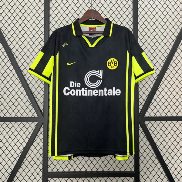 Borussia Dortmund 1996 away jersey neon yellow black vintage football shirt