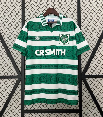 Celtic 1995-1996 home retro soccer jersey green white hoops vintage Celtic football shirt