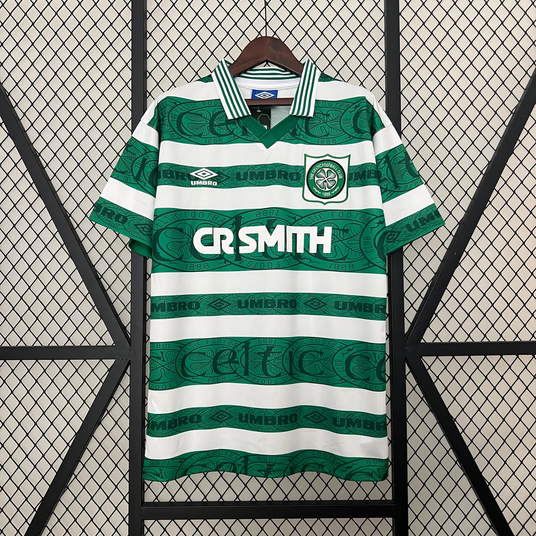 775a1c05 Celtic 1995-1996 home retro soccer jersey green white hoops vintage Celtic football shirt