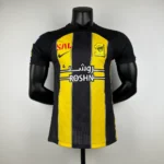 Al Ittihad 2023 home jersey black yellow stripes player edition football shirt