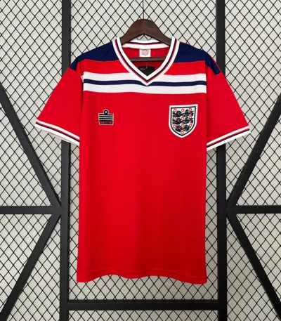England 1982 Away Jersey red retro football shirt