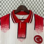 Turkey 1996 away jersey white vintage Turkey football shirt red chest band