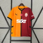 Galatasaray 2024-2025 Home Soccer Jersey in red and yellow, official football shirt with Mauro Icardi and Wilfried Zaha