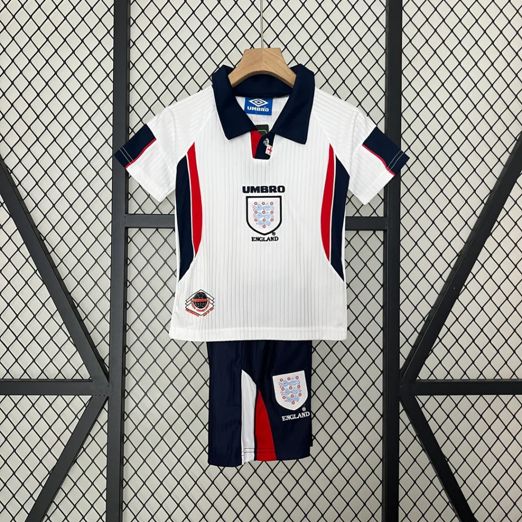 England 1998 Jersey kids white retro football shirt