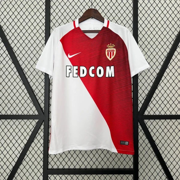 AS Monaco 2016-2017 home jersey red white diagonal vintage Monaco football shirt