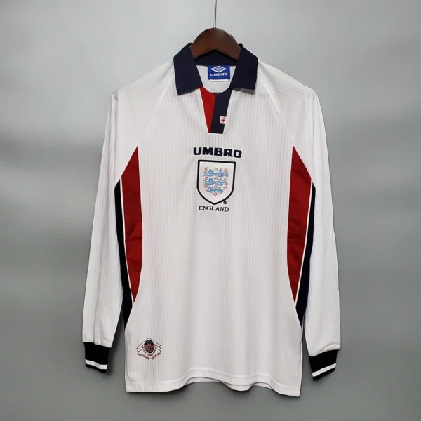 England 1998 Long Sleeve Jersey white retro football shirt