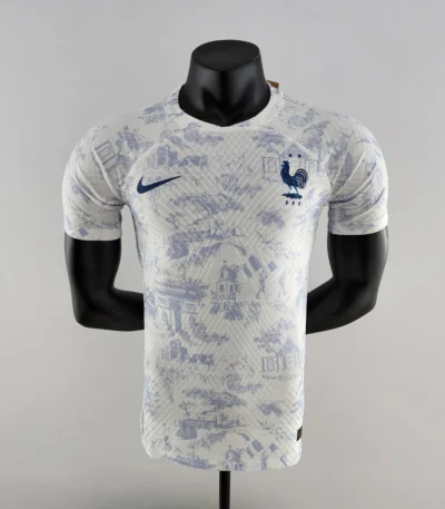 France 2022 Away Jersey blue retro football shirt
