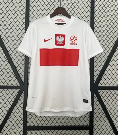 Poland Euro 2012 Home Jersey Retro Football Shirt White Red Kit