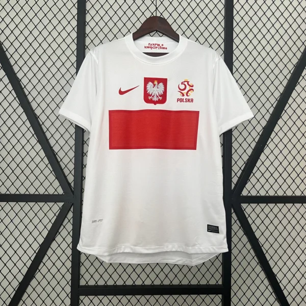 Poland Euro 2012 Home Jersey Retro Football Shirt White Red Kit