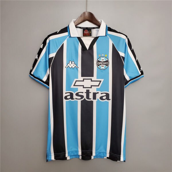 Gremio 1999-2000 home retro soccer jersey blue black white striped vintage Grêmio football shirt