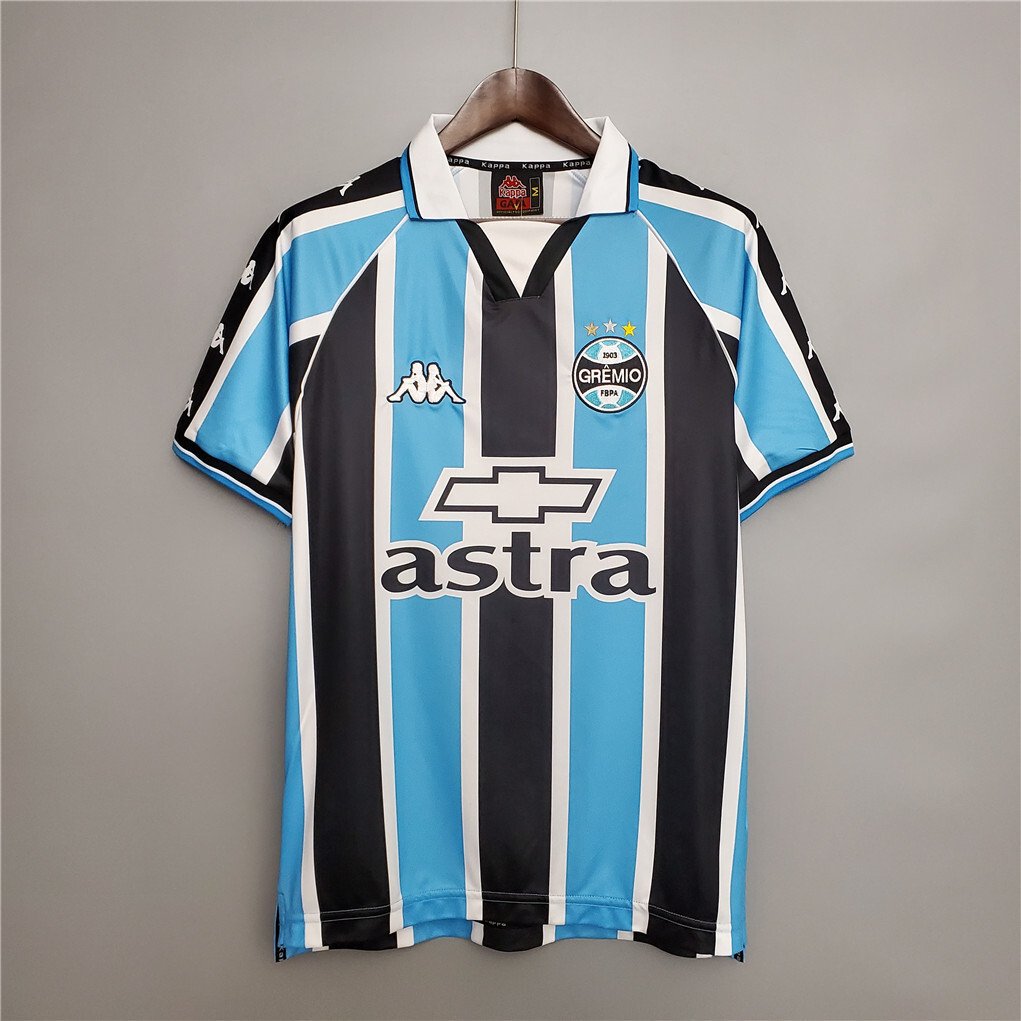 Gremio 1999-2000 home retro soccer jersey blue black white striped vintage Grêmio football shirt